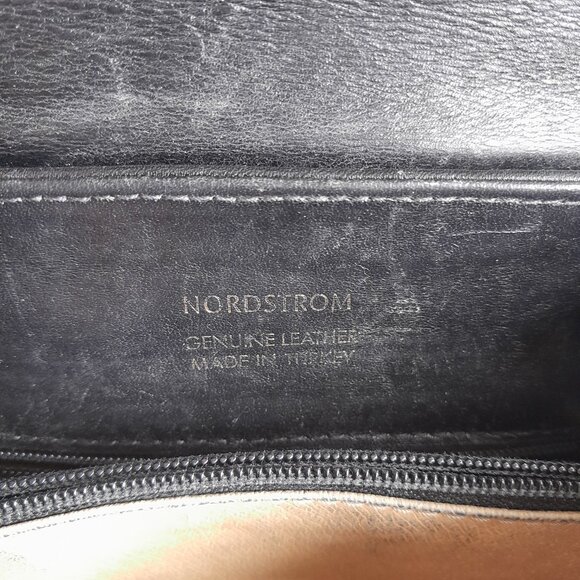 Vintage Nordstrom Leather Black Purse Genuine Turkey Made Crossbody Shoulder Bag - Picture 6 of 12